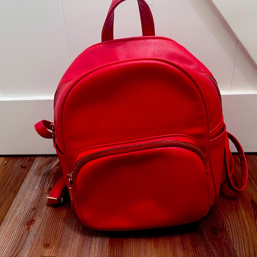 Red Faux LeatherRed Backpack